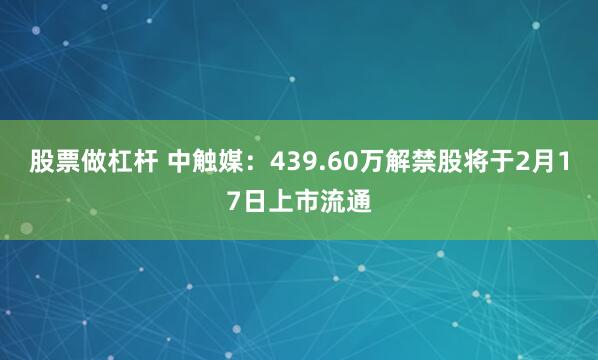 股票做杠杆 中触媒：439.60万解禁股将于2月17日上市流通