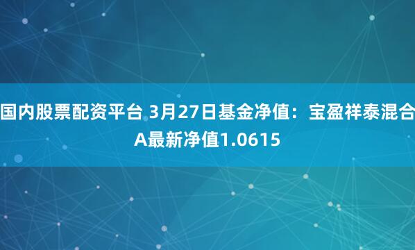 国内股票配资平台 3月27日基金净值：宝盈祥泰混合A最新净值1.0615