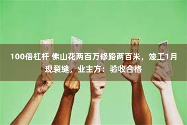100倍杠杆 佛山花两百万修路两百米，竣工1月现裂缝，业主方：验收合格