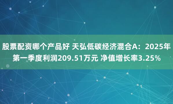 股票配资哪个产品好 天弘低碳经济混合A：2025年第一季度利润209.51万元 净值增长率3.25%