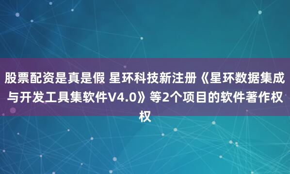 股票配资是真是假 星环科技新注册《星环数据集成与开发工具集软件V4.0》等2个项目的软件著作权