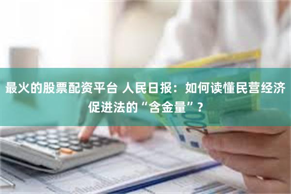 最火的股票配资平台 人民日报：如何读懂民营经济促进法的“含金量”？