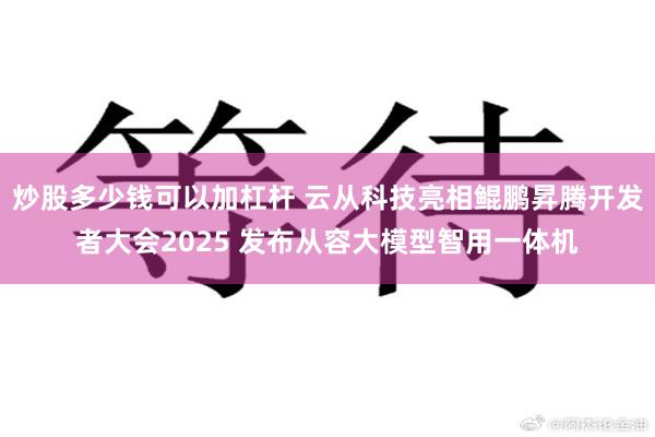 炒股多少钱可以加杠杆 云从科技亮相鲲鹏昇腾开发者大会2025 发布从容大模型智用一体机